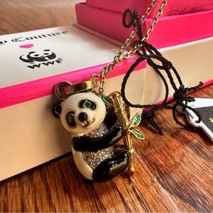 Rare NWT Juicy Couture WWF Panda Gold Long Necklace